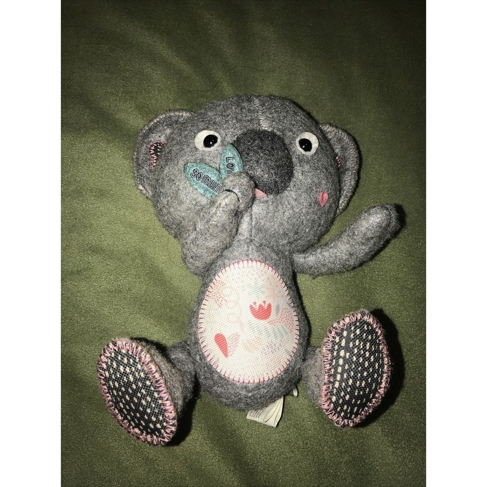 Hallmark Felt Koala "Love You So Munch" Plush 8" Gray Pink Stuffed Animal